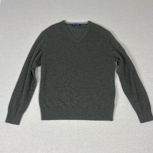 Cremieux Green 100% Cashmere Men’s V-Neck Sweater Size L